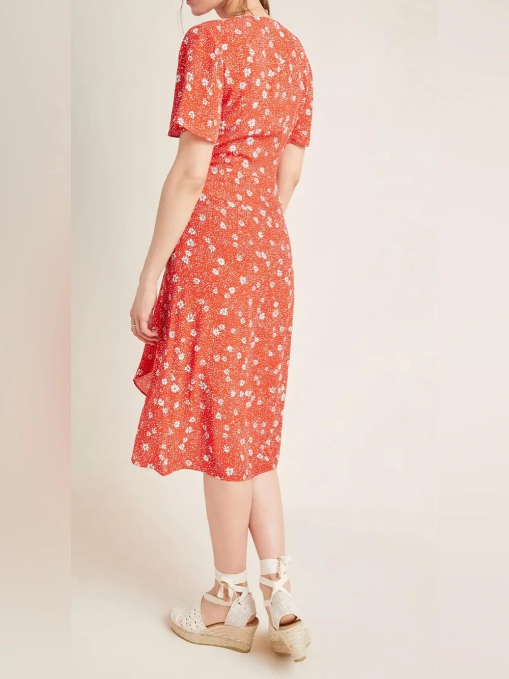 Kachel by Anthropologie Red and White Floral Midi Dress - Size 2